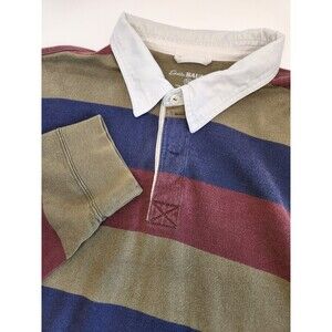 VTG 90's Y2K Eddie Bauer Rugby Shirt Men's 2XLT Long Sleeve Sport Shop Striped